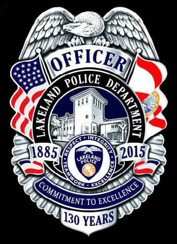 Lakeland Police Department 130th Anniversary/Memorial Badge: Silver Finish