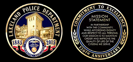 Lakeland Police Department 130th Anniversary/Memorial Coin