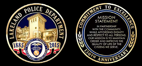 Lakeland Police Department 130th Anniversary/Memorial Coin