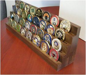 4 Row Solid Walnut Coin Rack