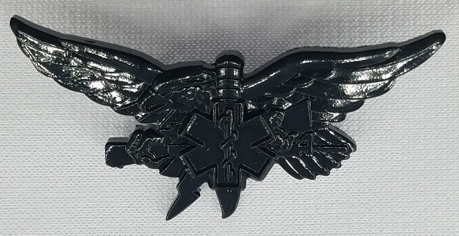 EMS Tactical Paramedic Insignia: Subdued Black Over Solid Brass