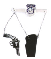 tie clasp with gun and holster